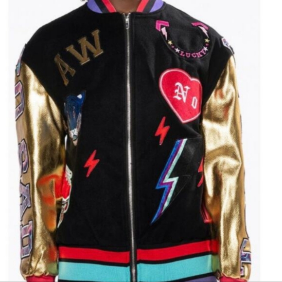 AKIRA "TOO BAD...SO SAD" OVERSIZED COLLEGIATE BOMBER JACKET **NWT** - Picture 2 of 8